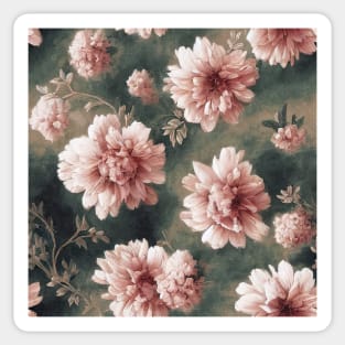 Pink Peonies on Dark Background Sticker